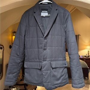 Calvin Klein Premium Quilted Wool Blend Charcoal Jacket
